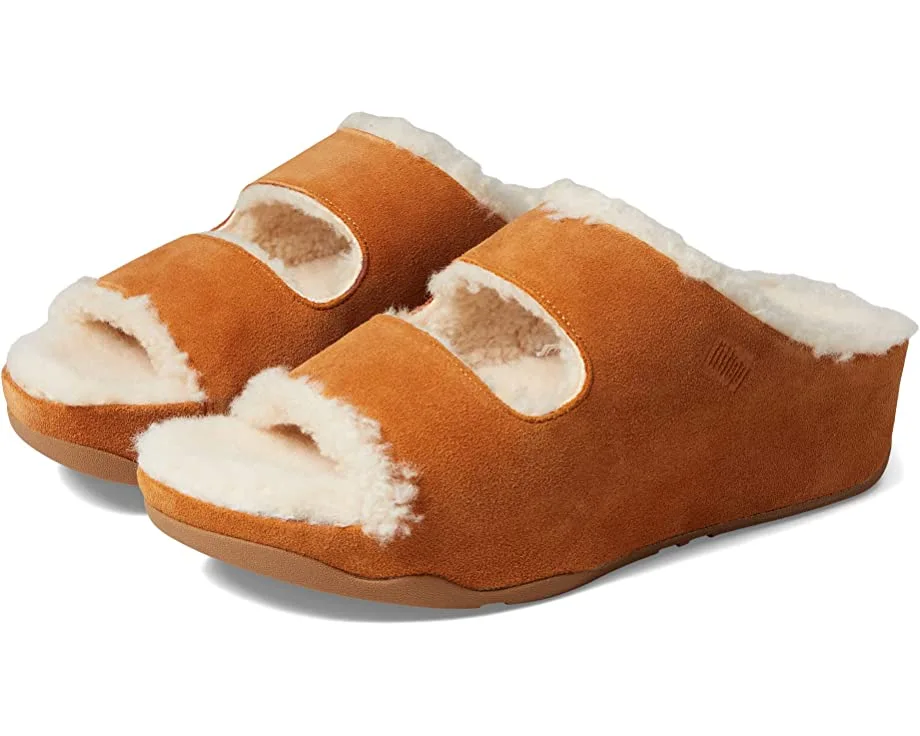 FitFlop Shuv Two-Bar Shearling-Lined Suede Slides 3 FitFlop Shuv Two-Bar Shearling-Lined Suede Slides